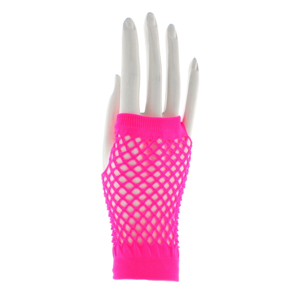 Zac's Alter Ego - Neon Short Fishnet Vingerloze handschoenen - Roze